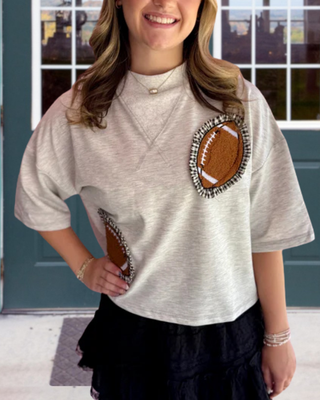 Football Embroidered Patch Top