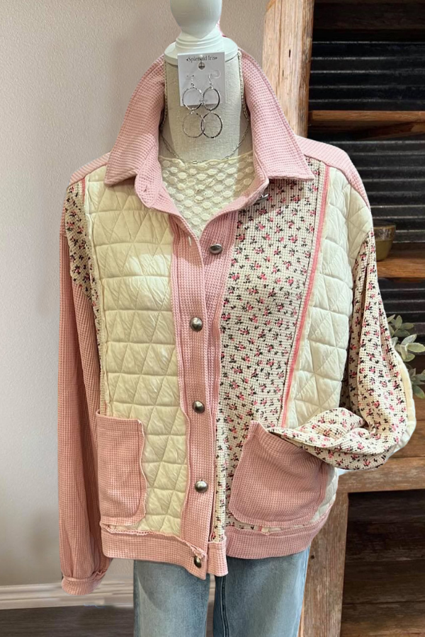 Waffle Quilted Cotton Patchwork Jacket