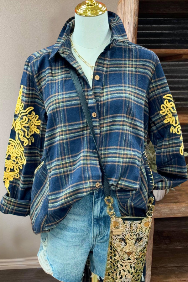 Plaid Embroidered Shirt