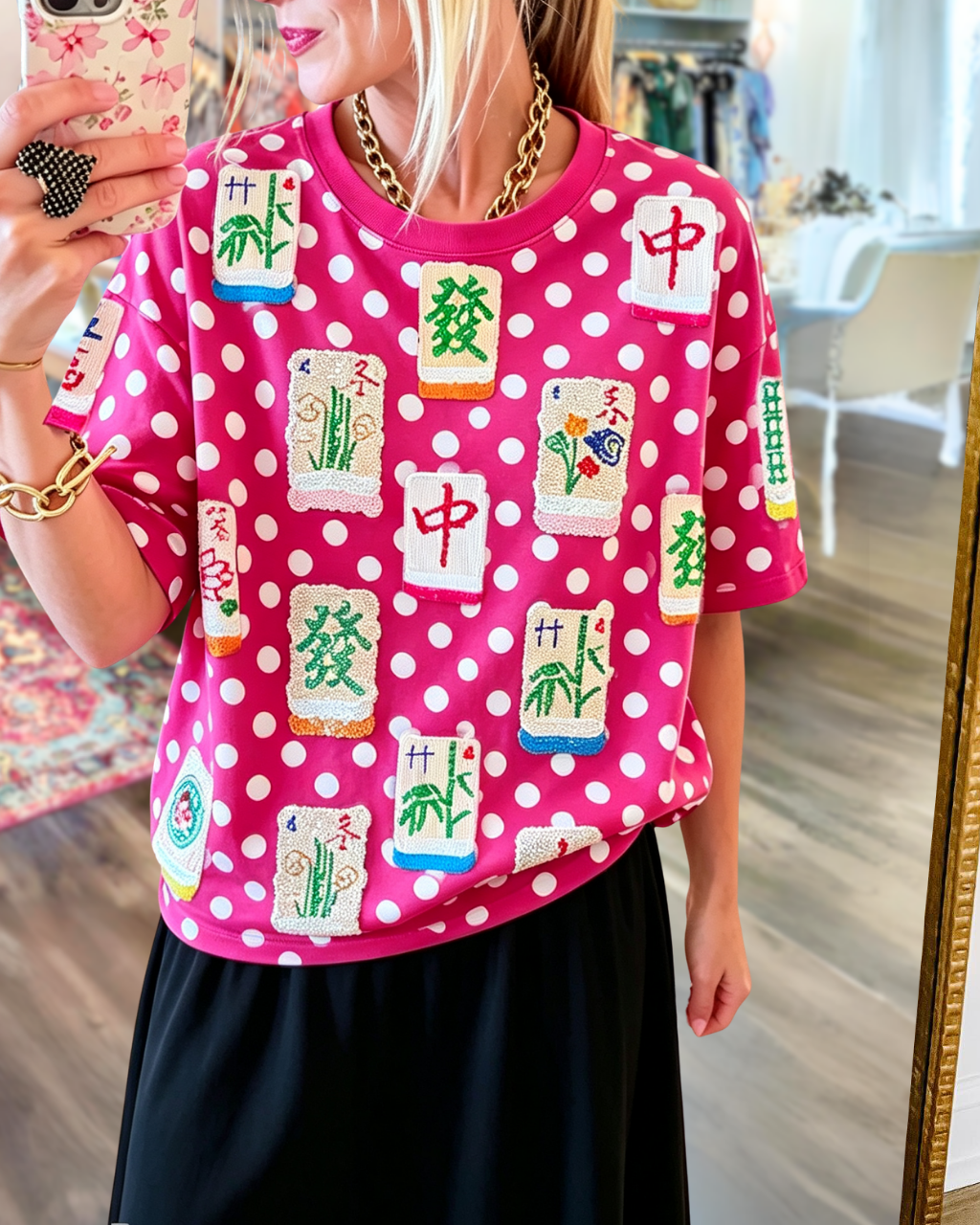 Mahjong Sequin Polka-dot Tee