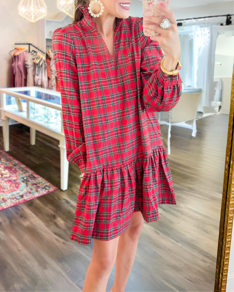 Vintage Plaid Ruffled Mini Dress