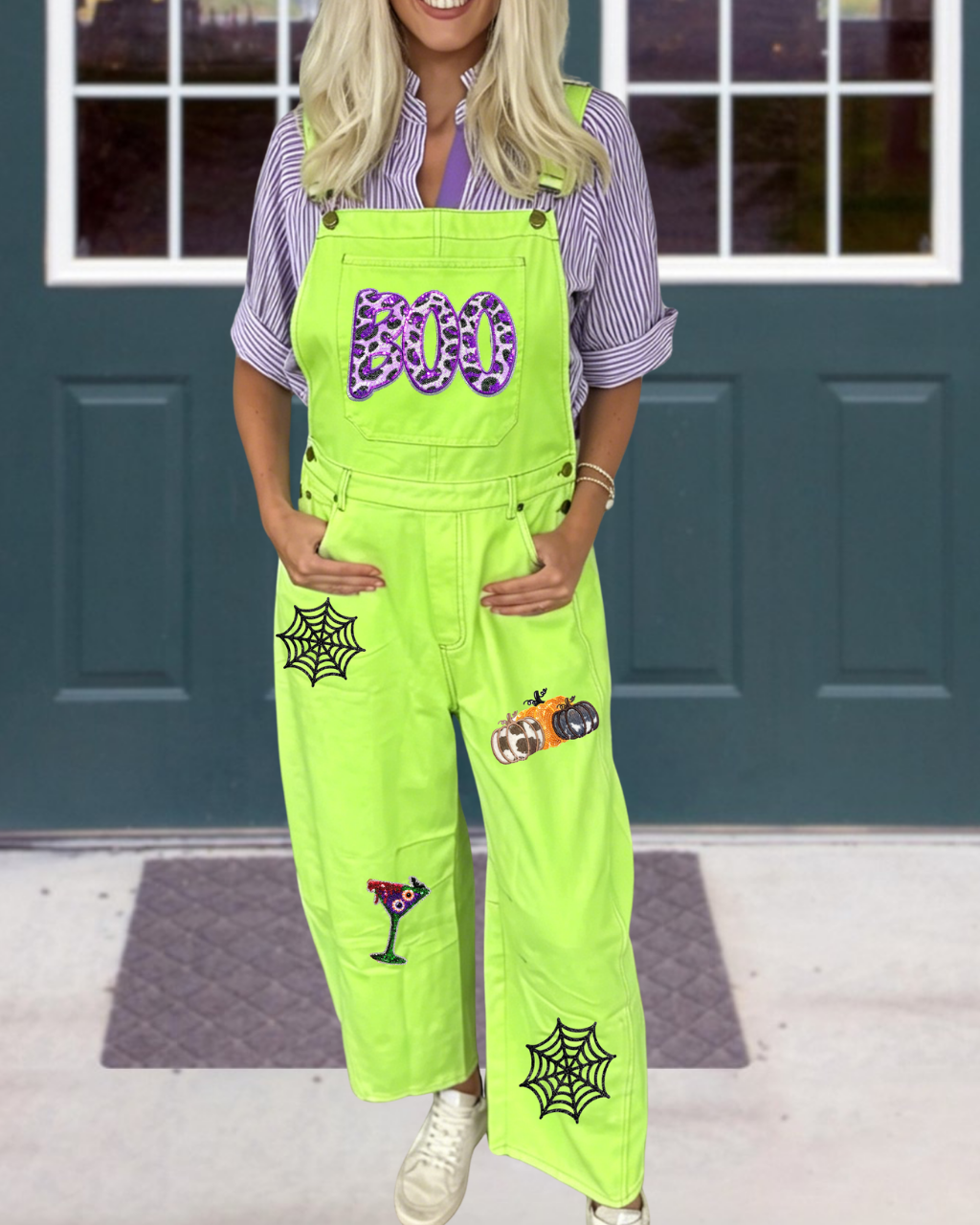 Halloween-themed BOO Sequin Overalls