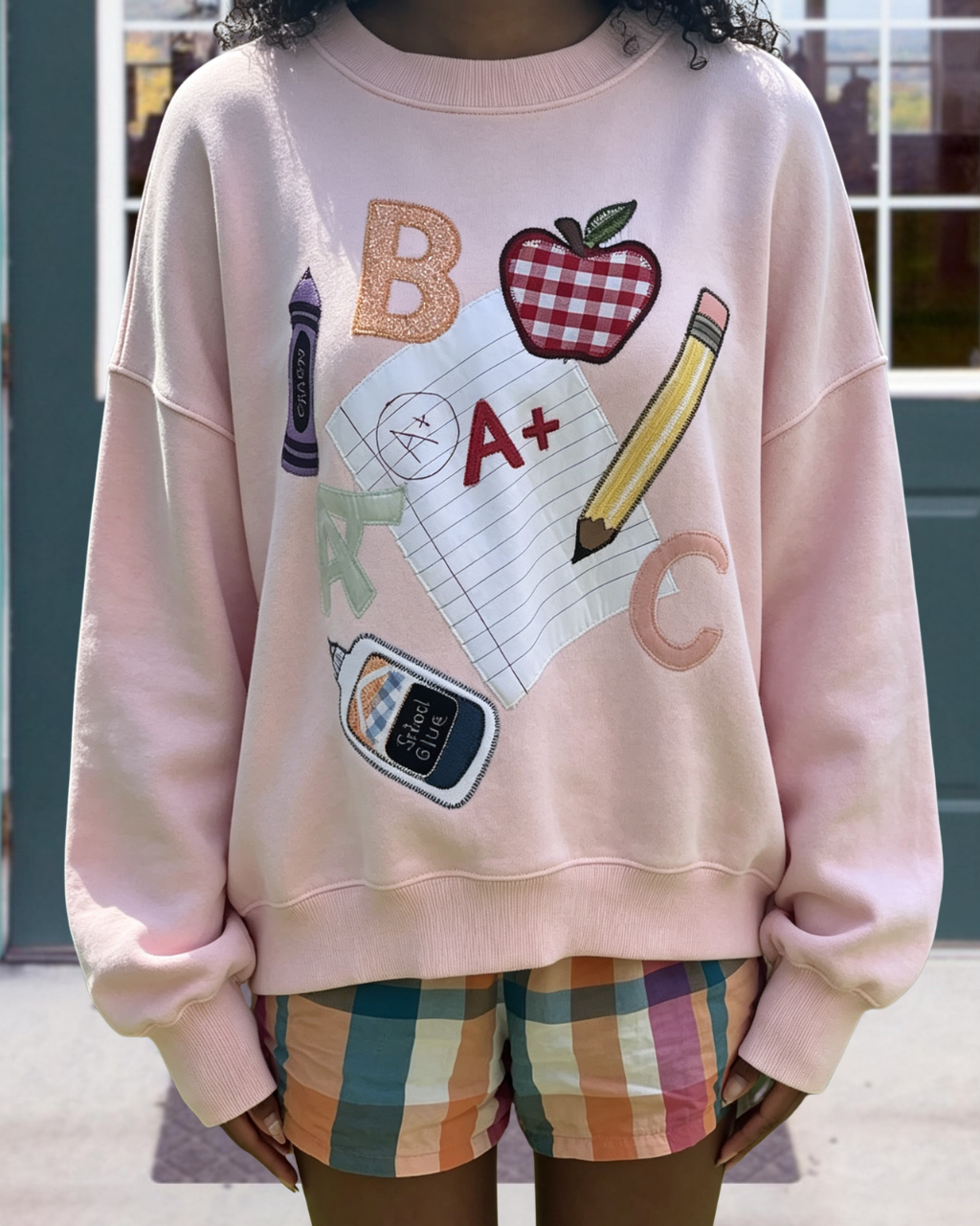 School Supplies Embroidered Pullover