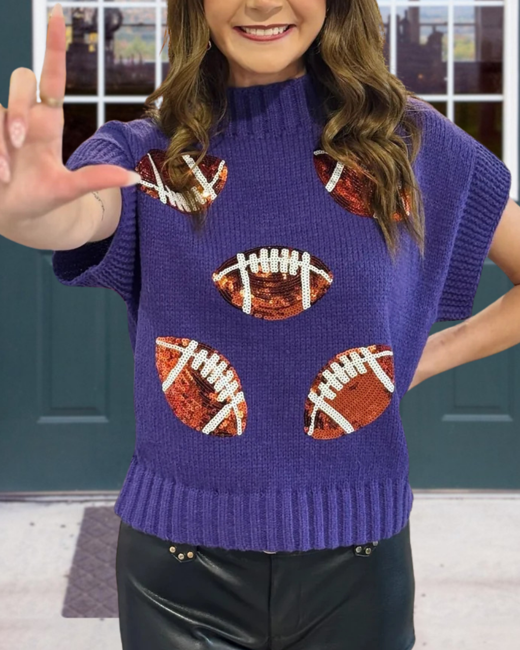 Sequined Football Rib Top