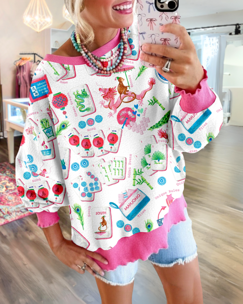 Mixed Mahjong Pattern Sweatshirt