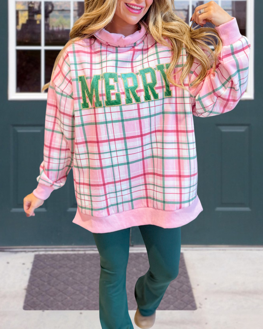 MERRY Embroidered Plaid Pullover
