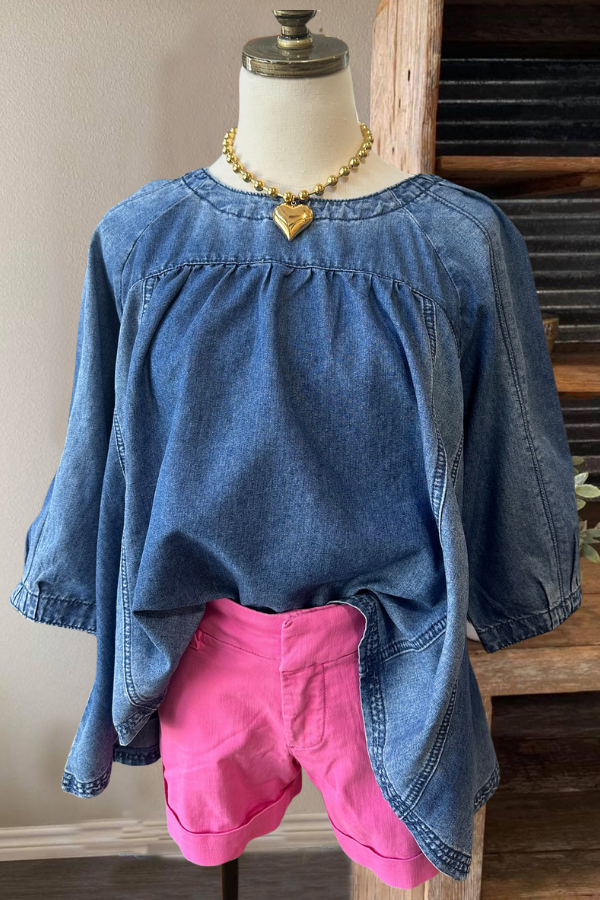 Vintage Washed Loose Denim Top