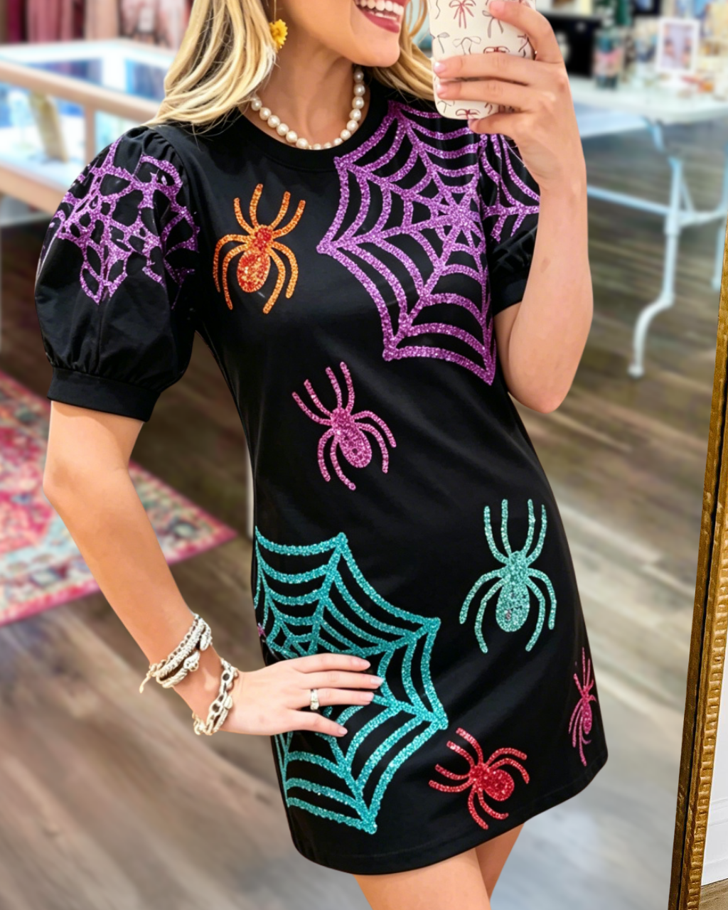 Halloween Sequin Spiderweb Dress