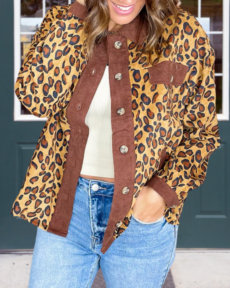 Leopard Print Button-Up Jacket