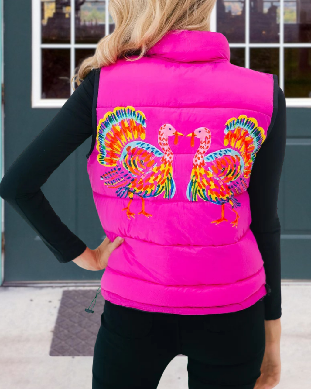 Thanksgiving Turkey Print Quilted Vest