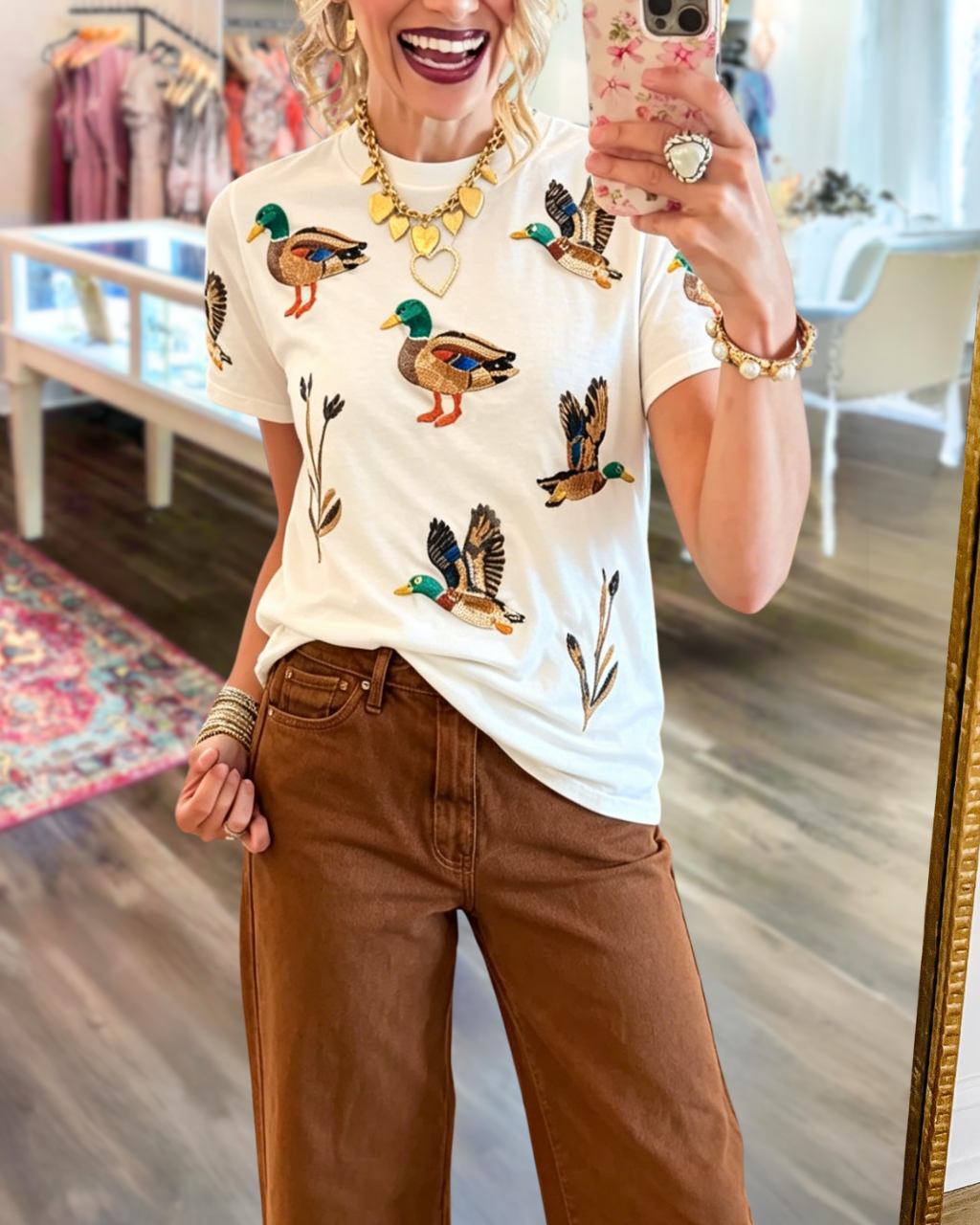 Wild Duck Sequin Crewneck T-Shirt