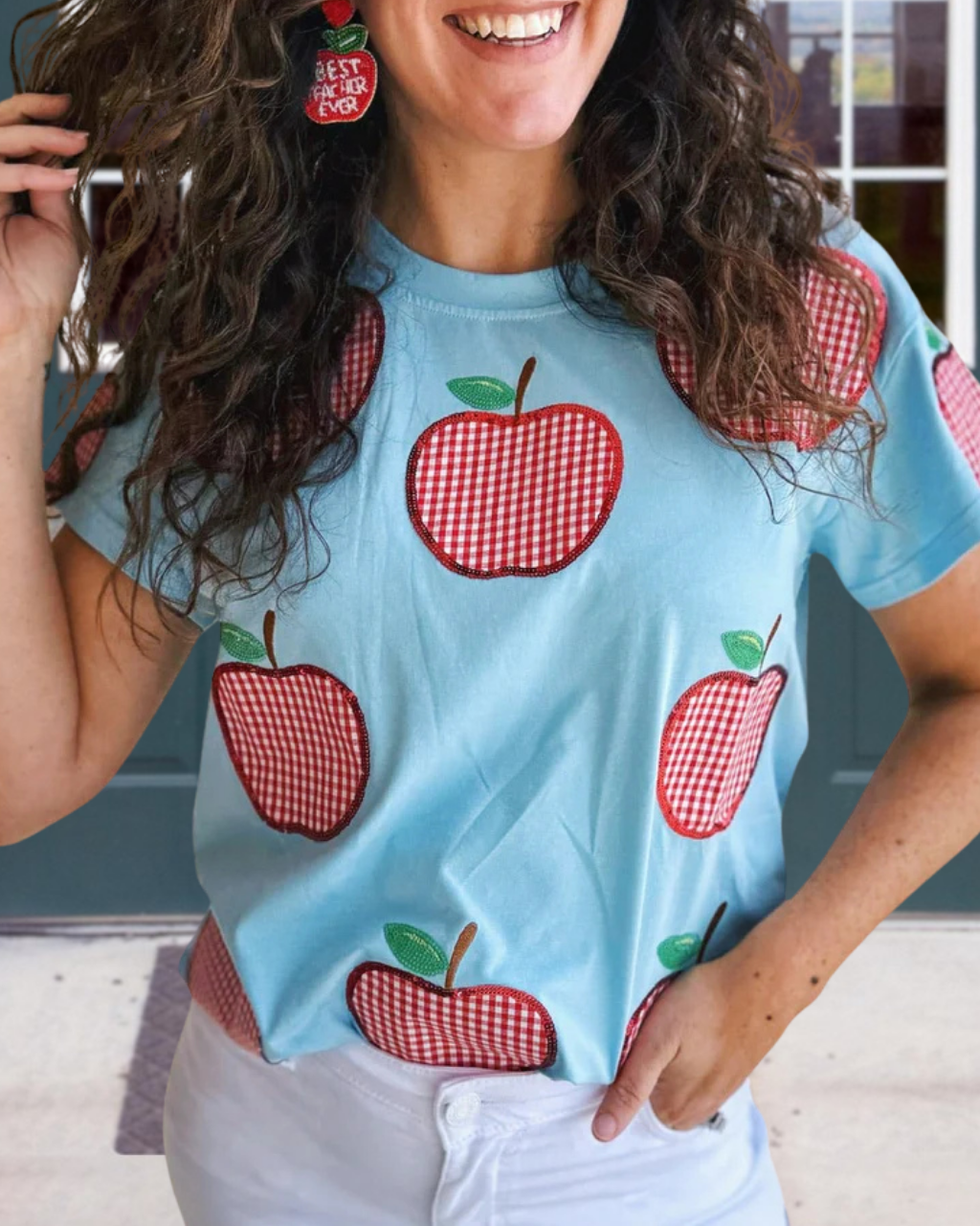 Apple Plaid Sequined Tee