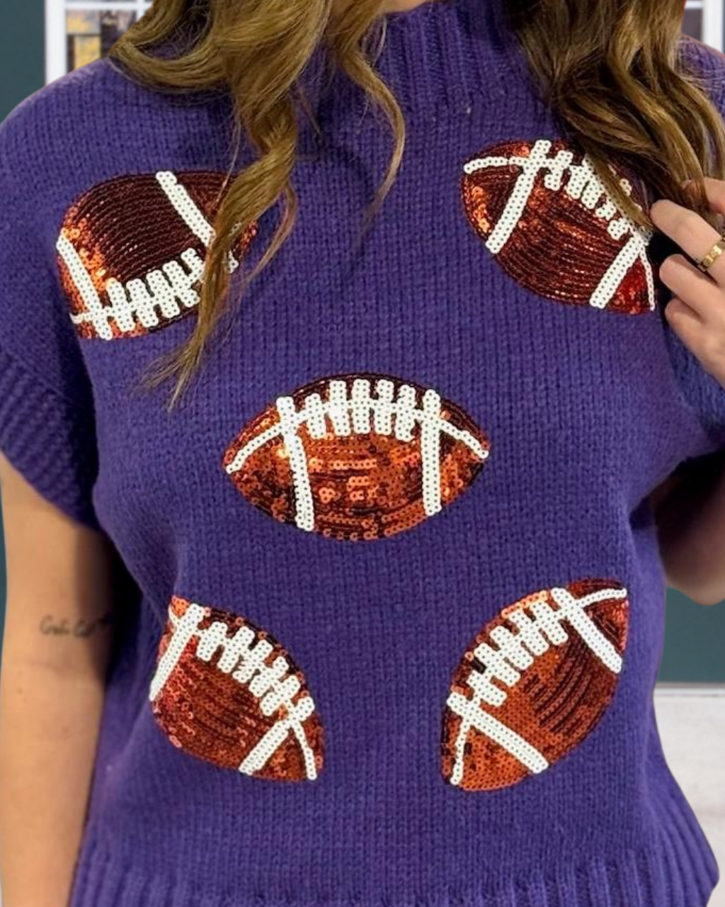 Sequined Football Rib Top
