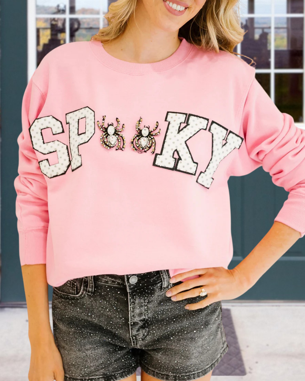 Quirky Spider Embroidery Pullover