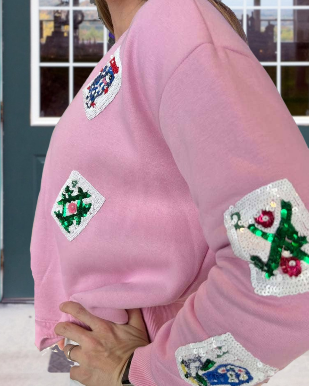 Mahjong-sequin Crew-neck Pullover