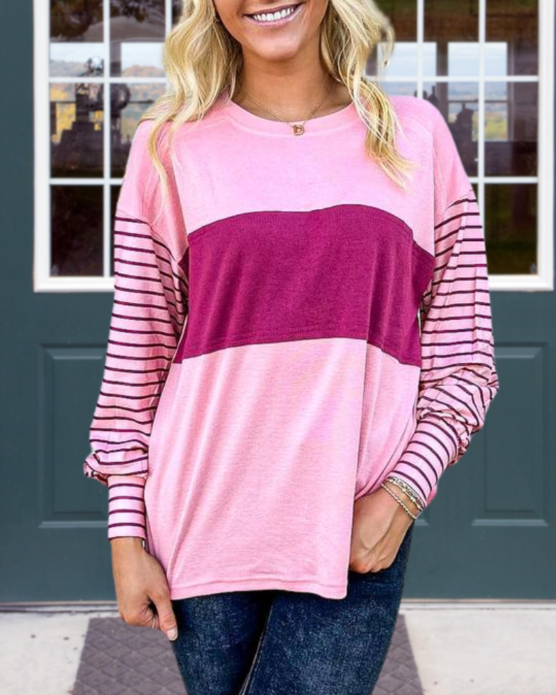 Color-blocked Striped Top