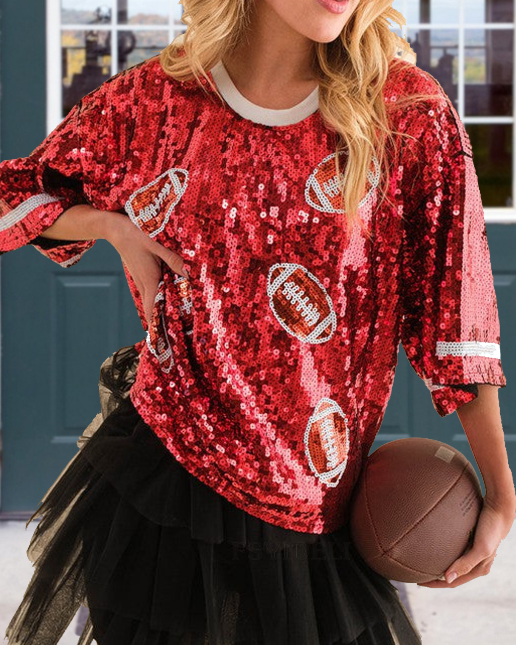 Sparkling Football Sequined Top