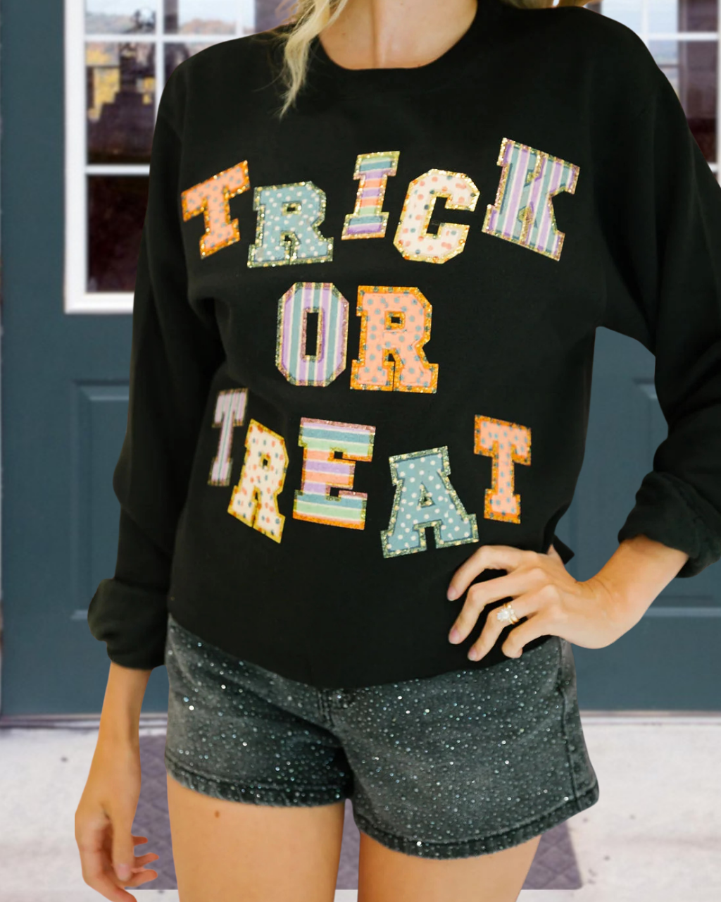 "Trick or Treat" Embroidered Pullover