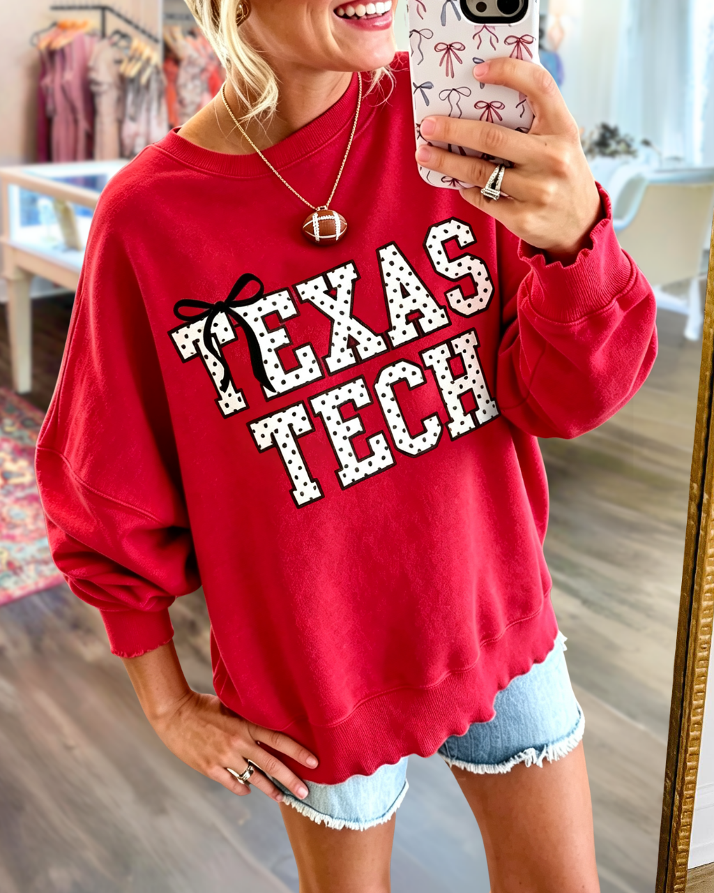 Polka-dot Game Day Embroidered Sweatshirt