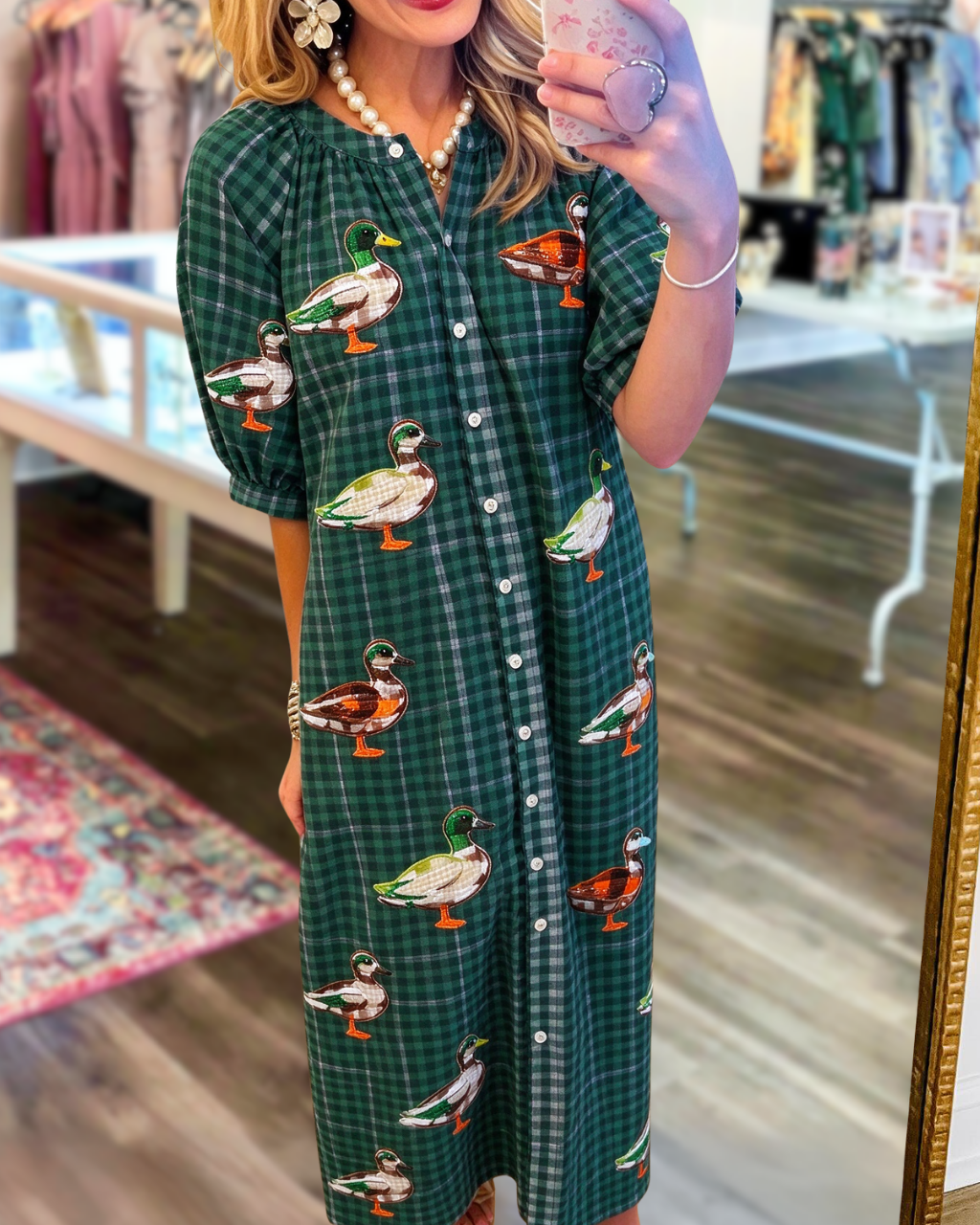 All-over Mallard Plaid T-shirt Dress