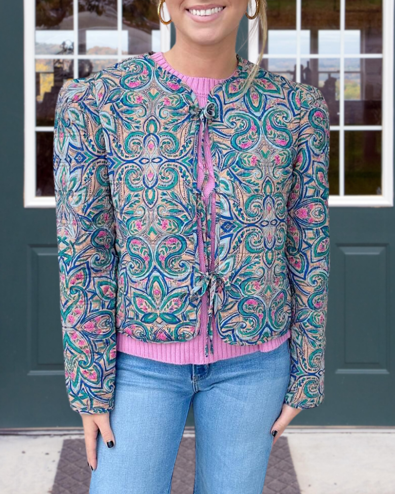 Quilted Paisley Print Jacket