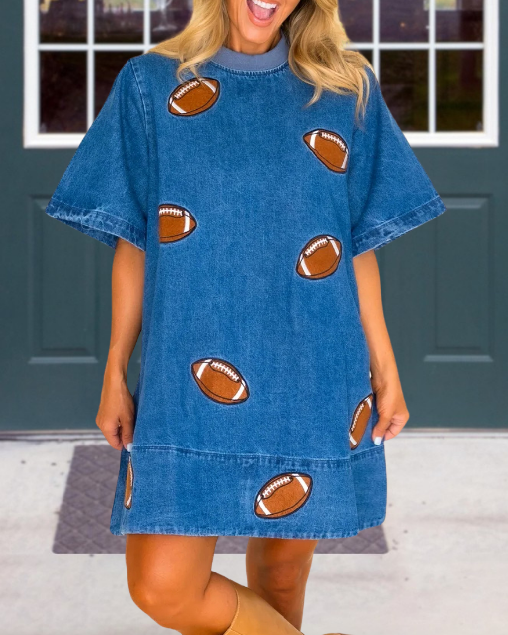 Football Print Denim Dress