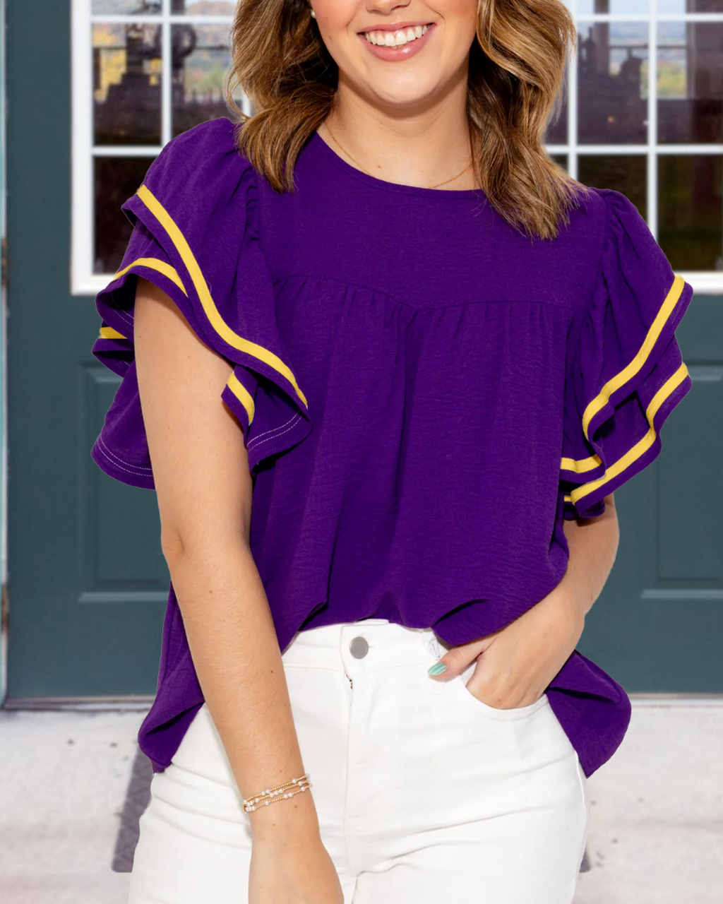 Flowy Ruffle-Sleeve Top