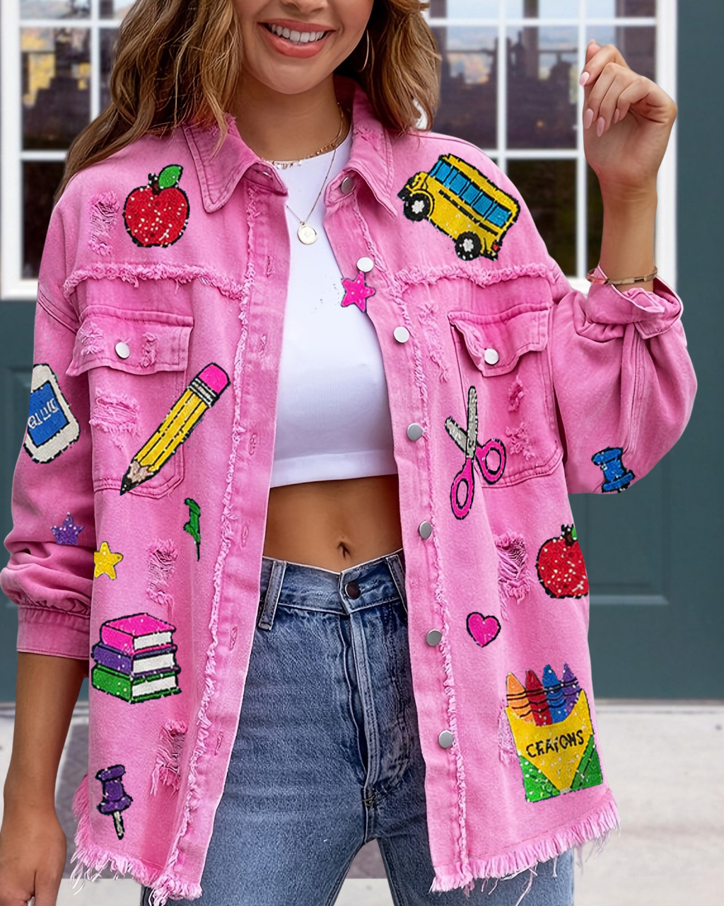 School Supplies Sequined Jacket