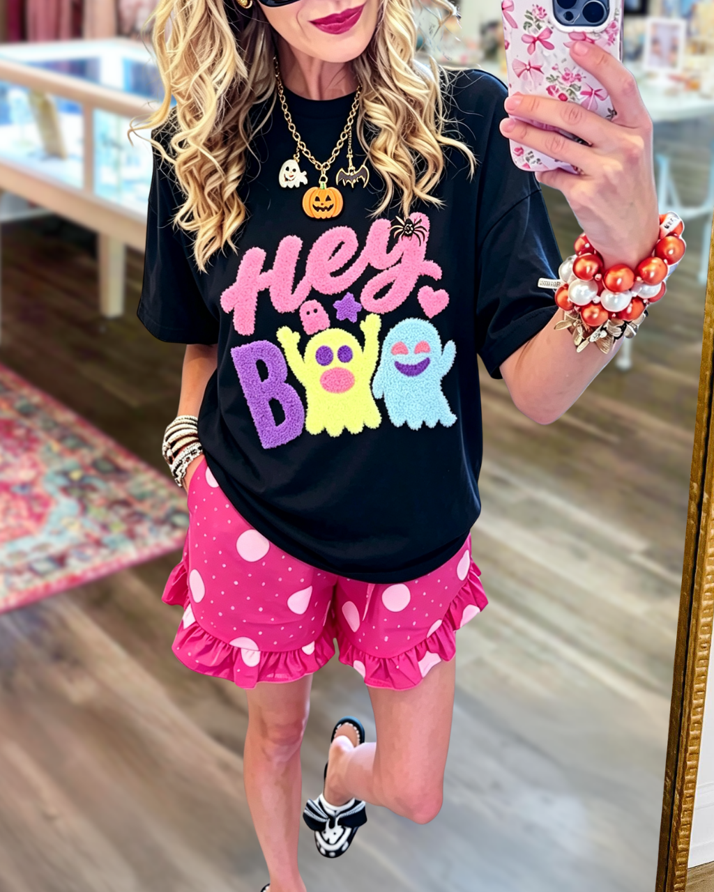 Playful Hey Boo Embroidered T-Shirt