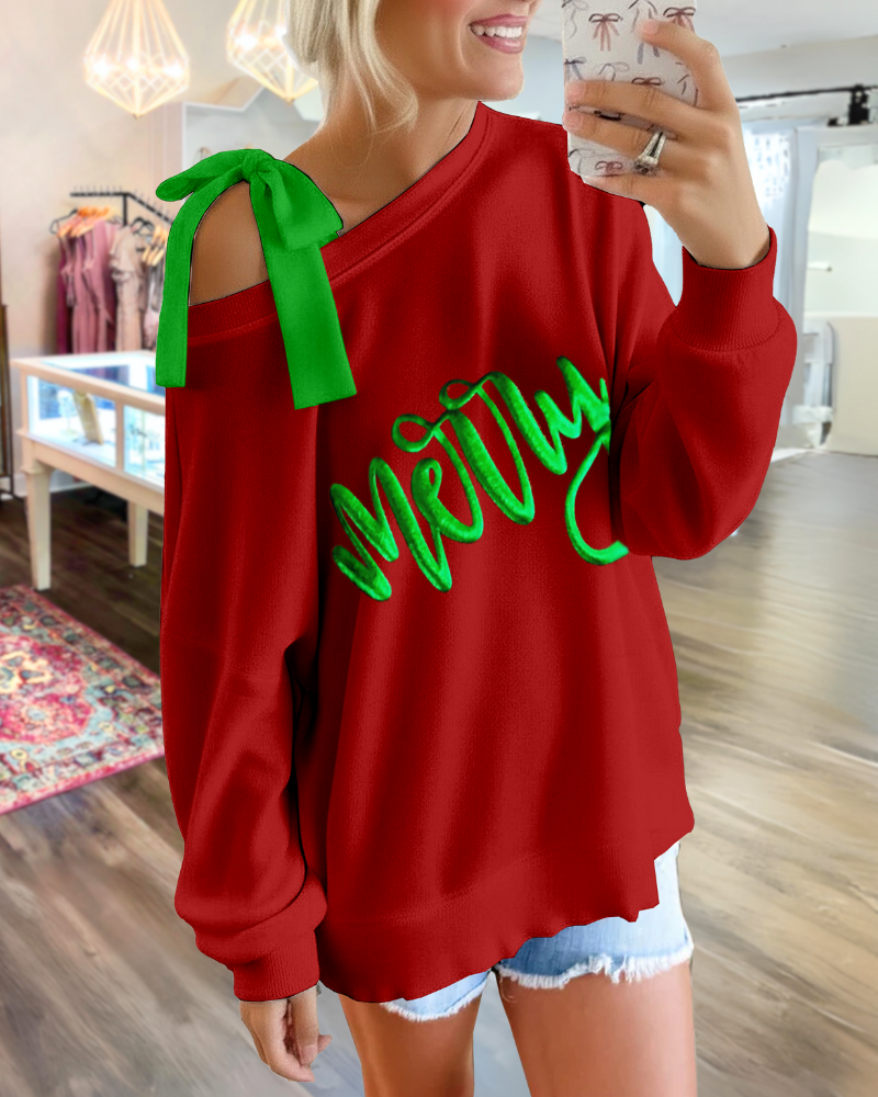 Merry Christmas Off-shoulder Sweatshirt