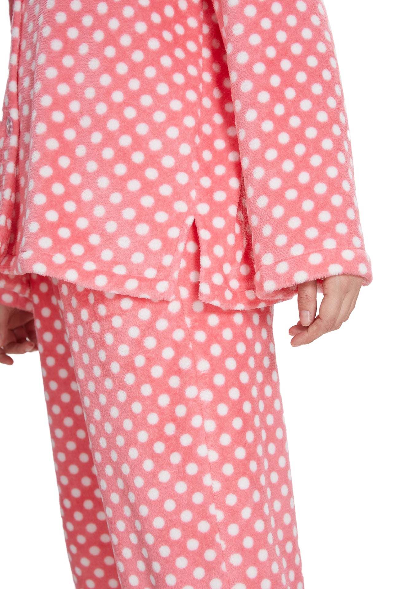 Plush Loungewear Pajama Set Dots Pattern