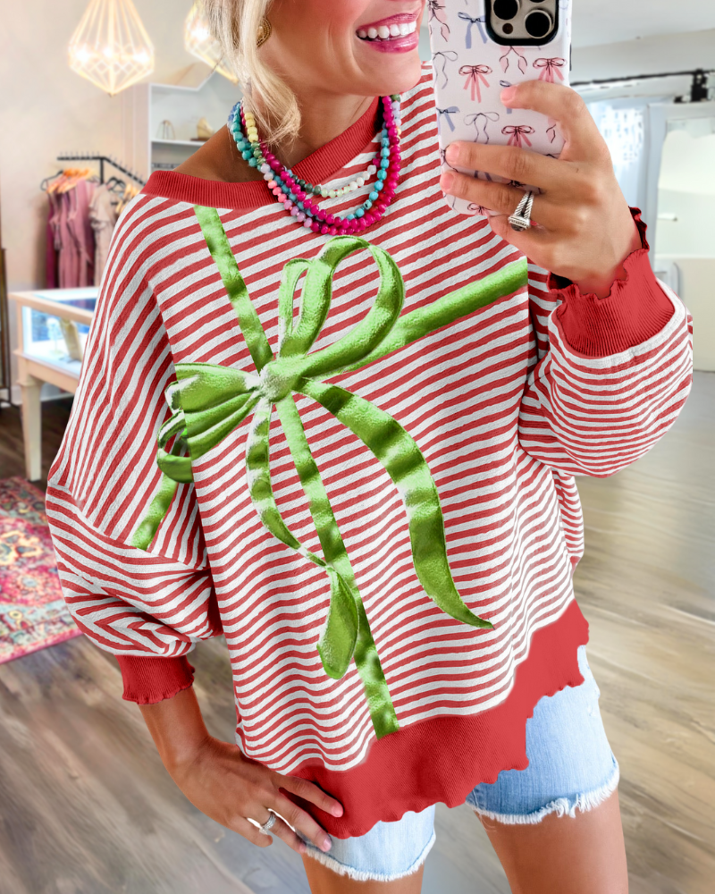 Christmas Gift Striped Sweatshirt