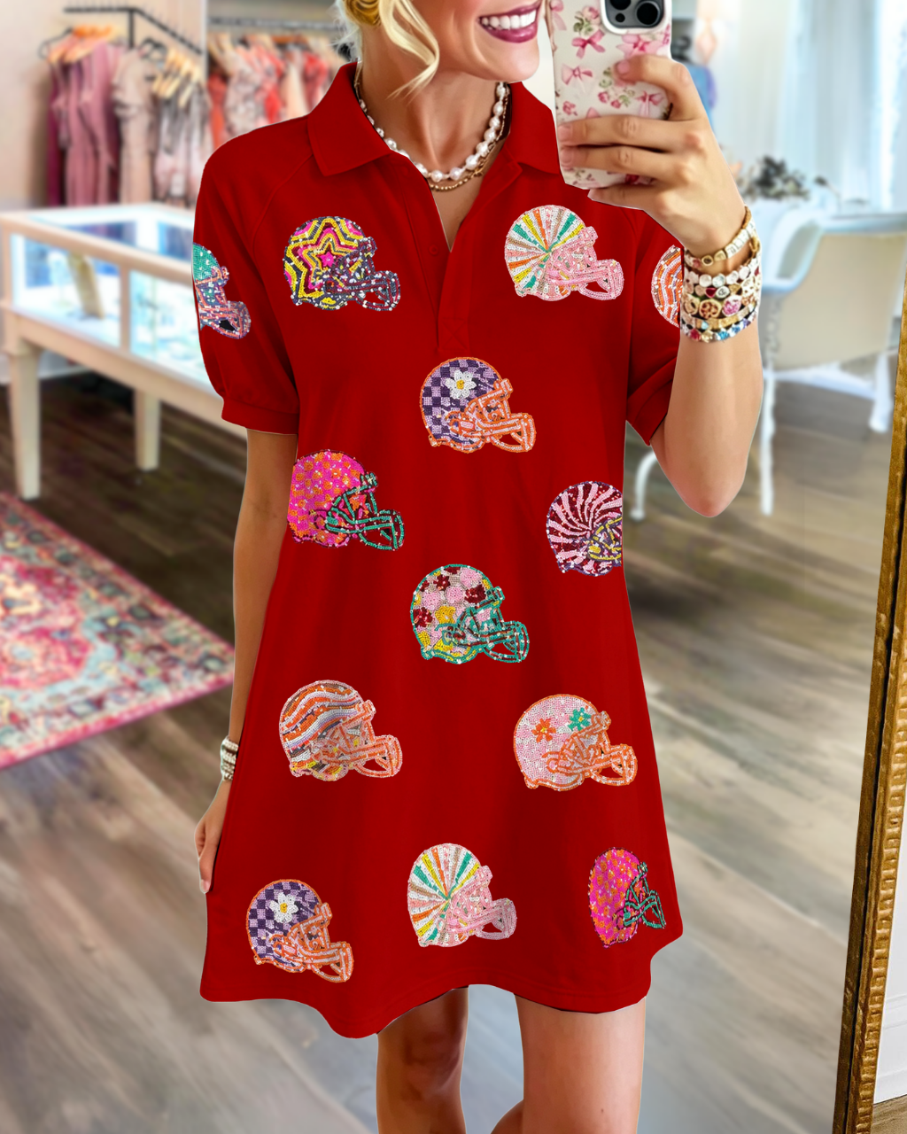 Sparkling Football Helmet Sequined Dress