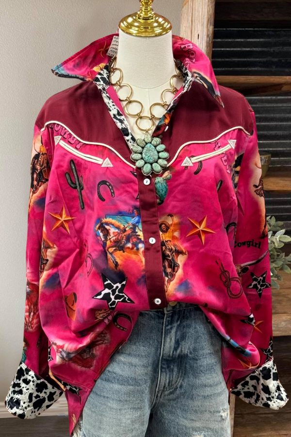 Star Western Cowgirl Satin Shirt