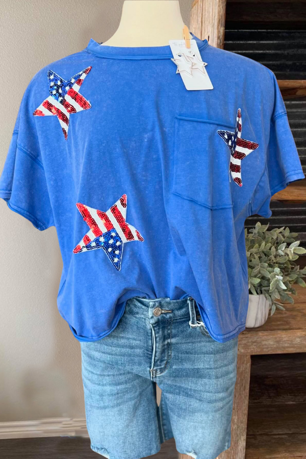 Flag Star Sequin Top