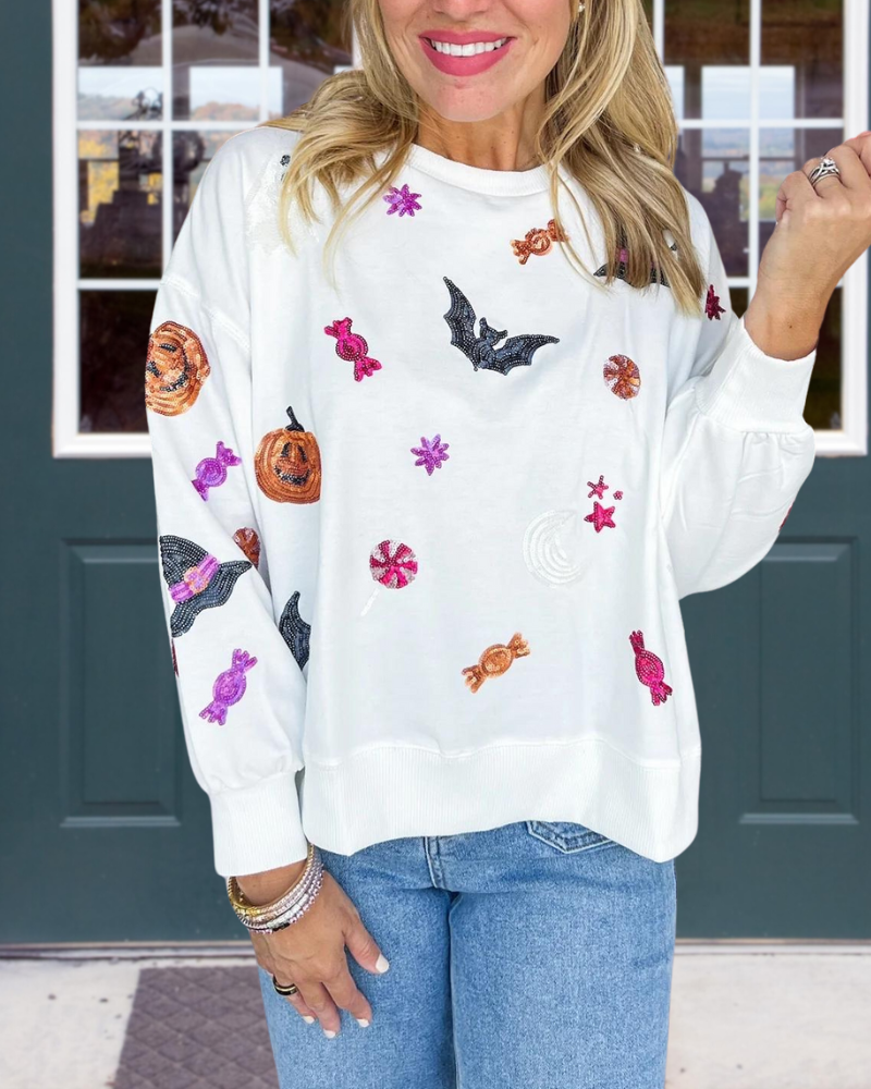 Candy Halloween Sequins Sweatshirt