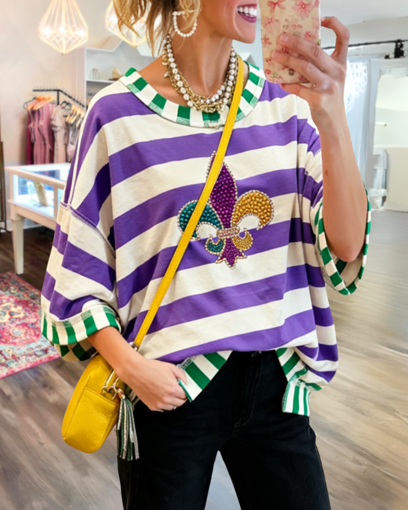 Carnival Striped Beaded T-Shirt