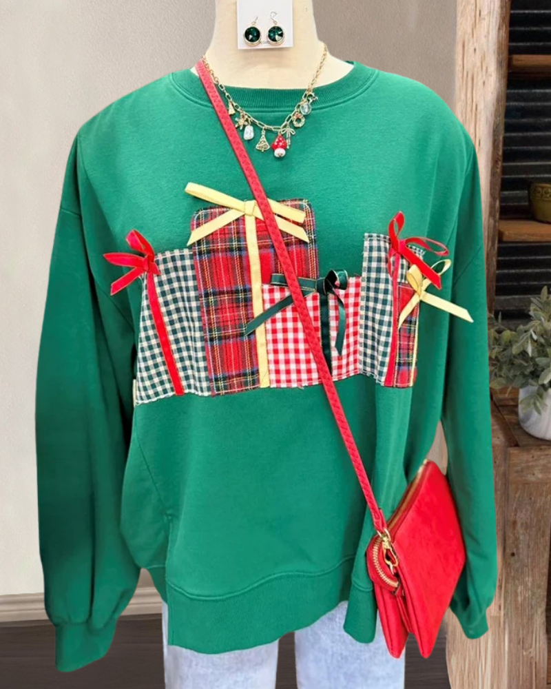 Christmas Gift Box Embroidered Sweatshirt