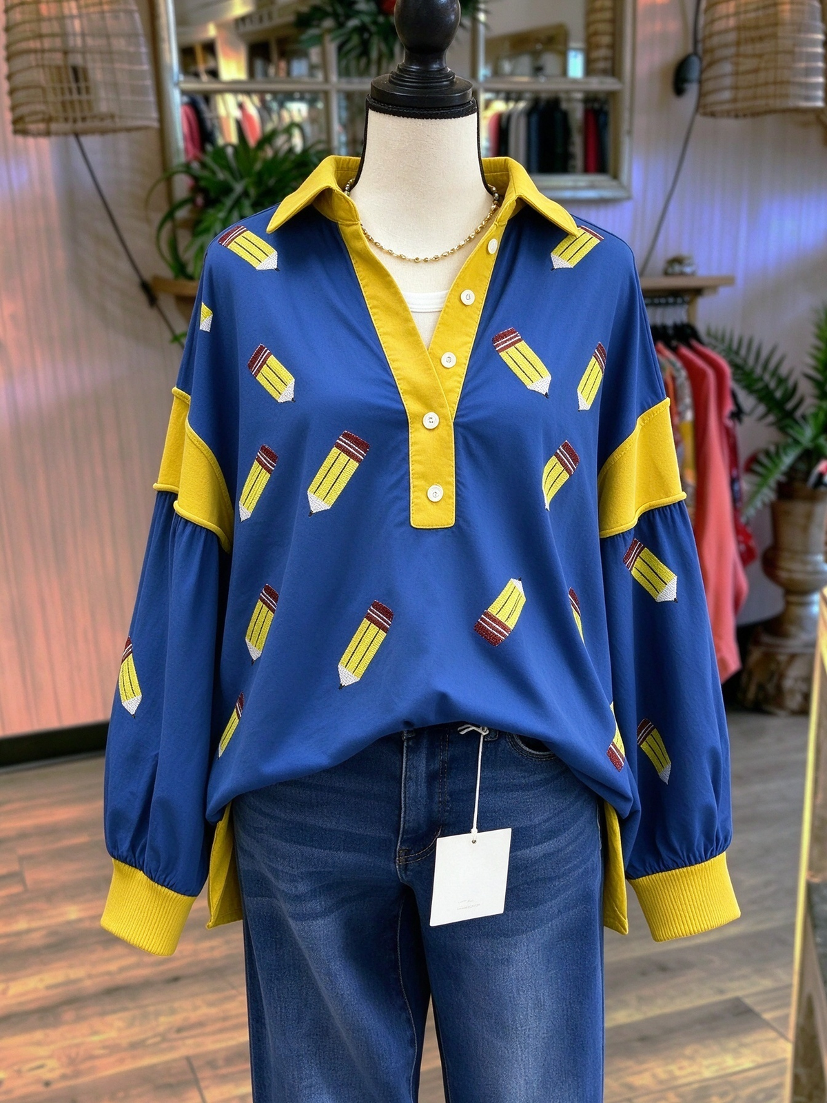 Loose Pencil Sequined Pullover