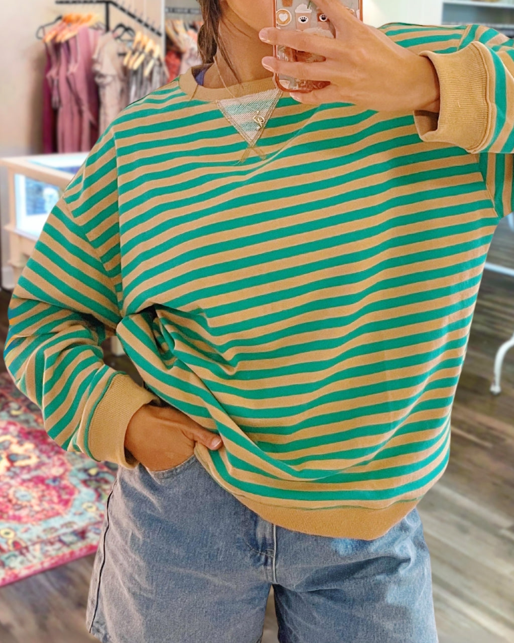 Reverse Color Striped Pullover