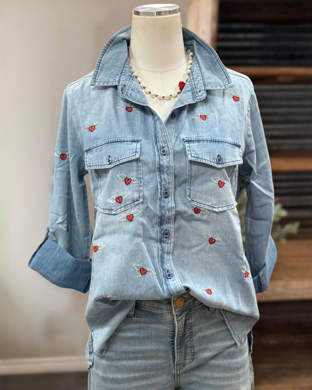 Free Heart Denim Shirt