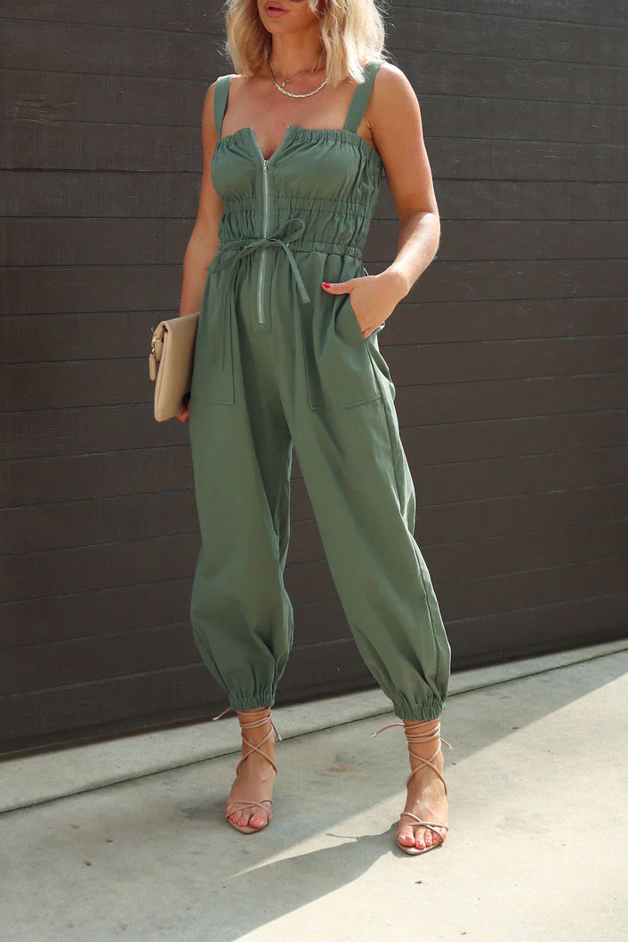 Smocked Pocked Jogger Jumpsuit