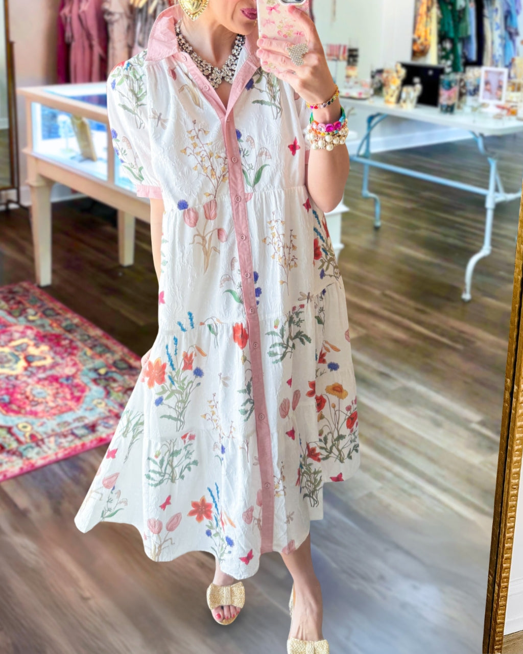 Floral Poplin Print Shirt Dress