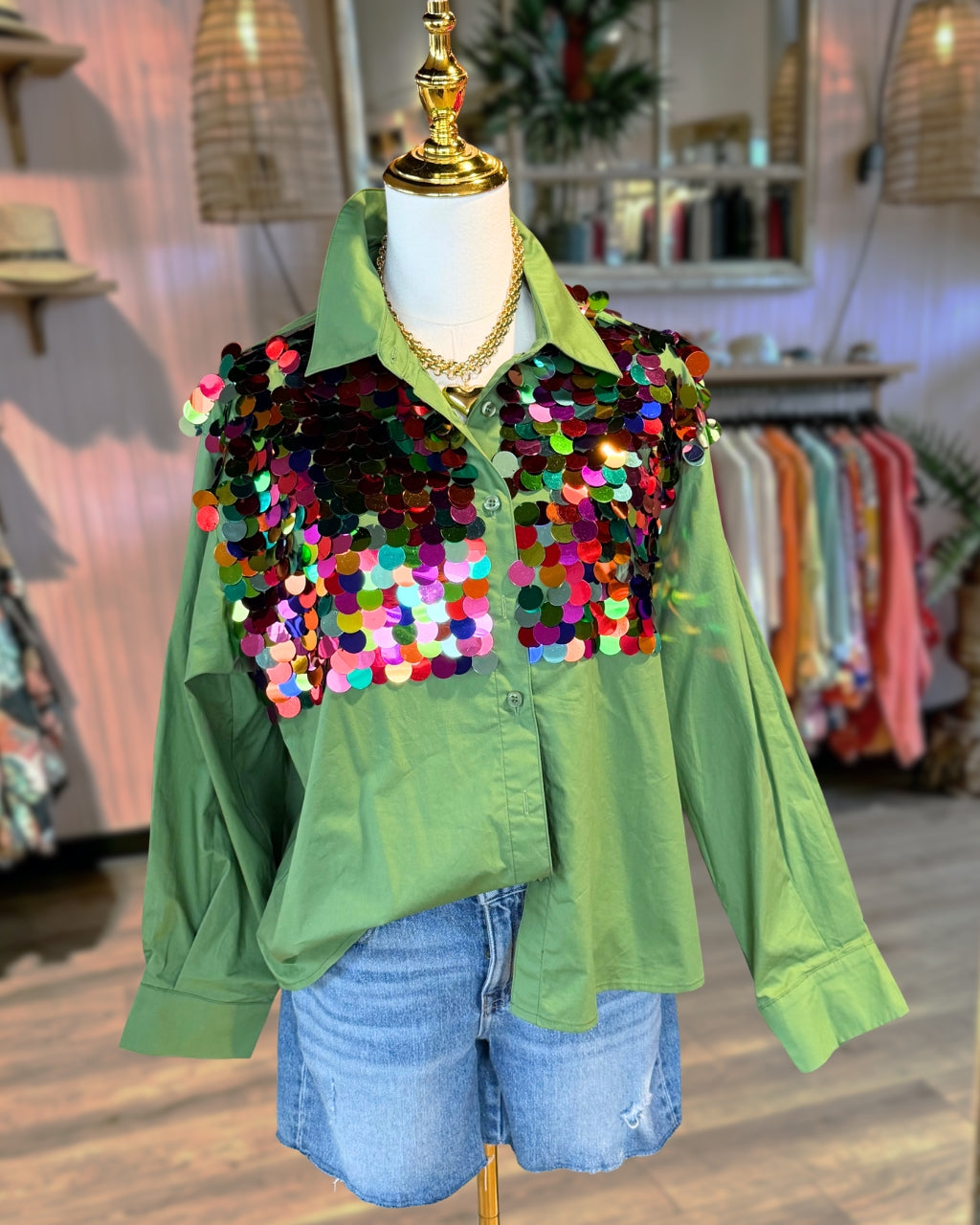 Colorful Paillette Sequin Blouse