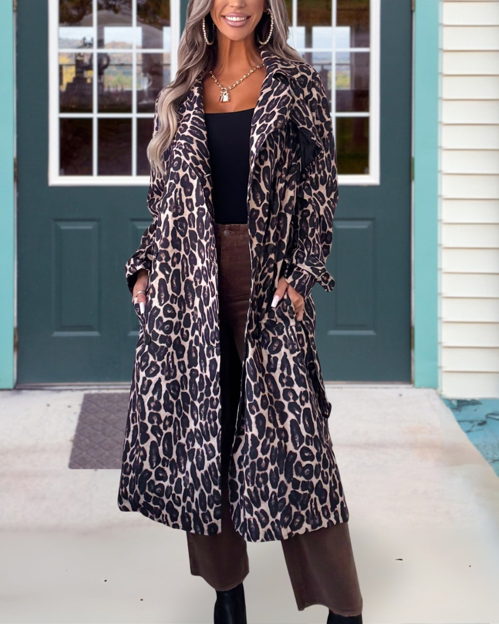 Chic Wild Leopard Trench Coat