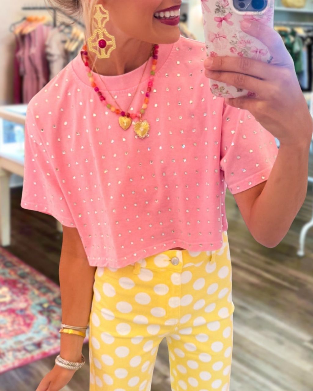Rhinestone-embellished Crop Top