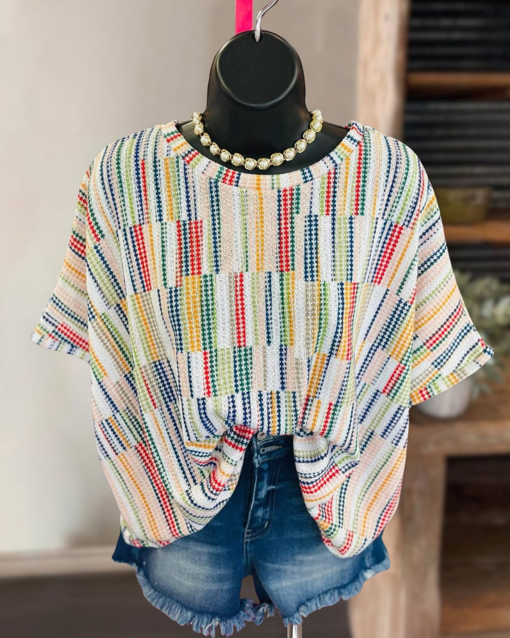 Multi-colored Striped Knit Top