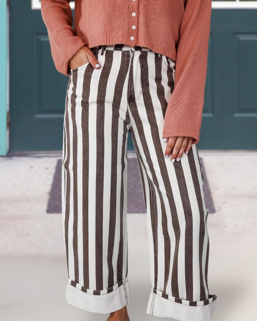 Stylish Vertical Striped Wide Leg Pants