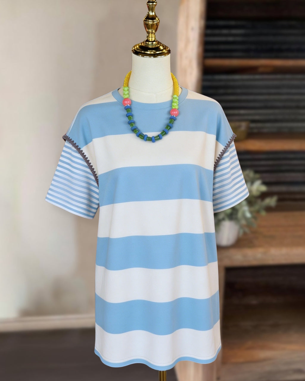 Striped Patchwork Sleeve Dress