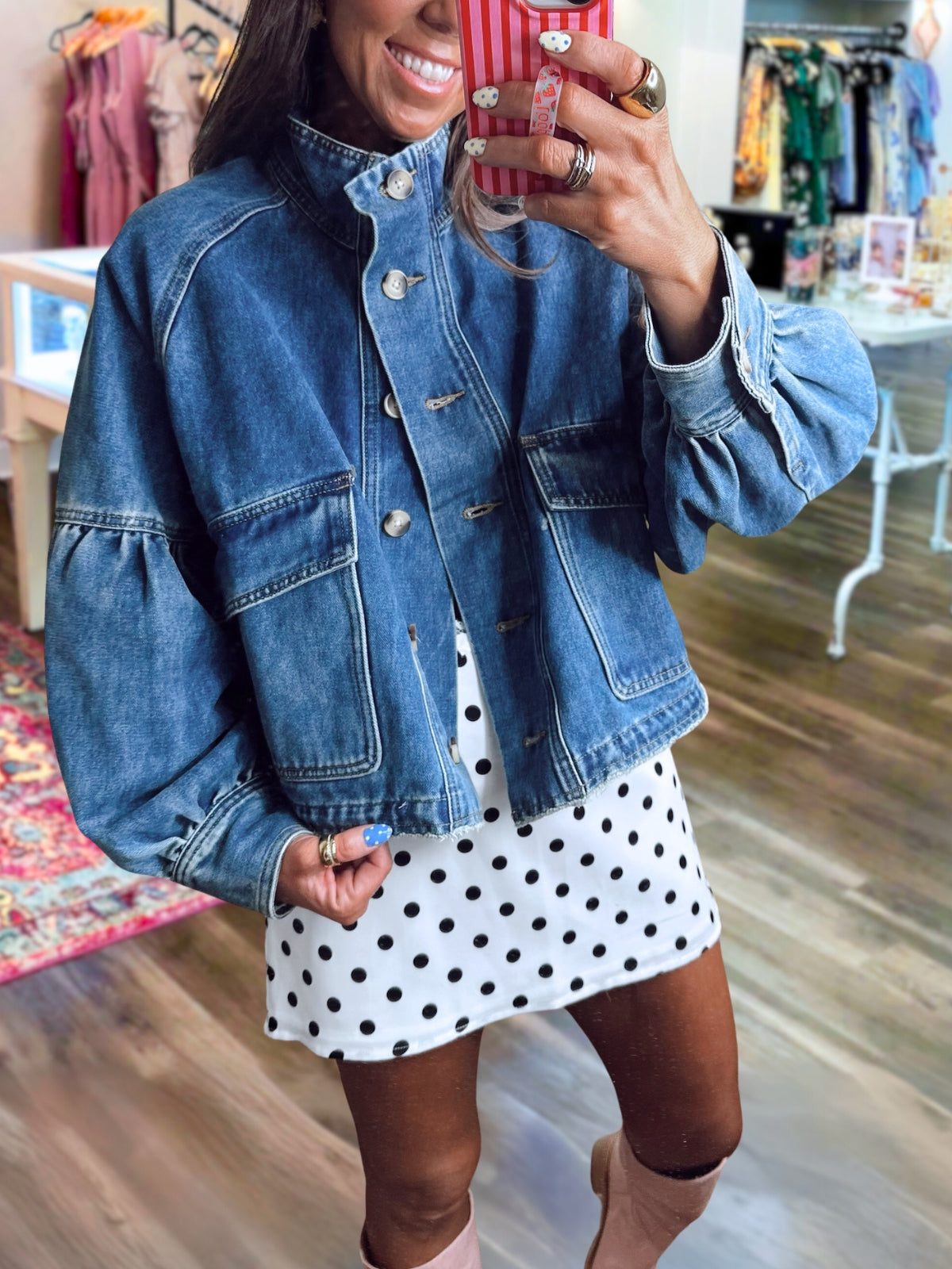 Balloon Sleeve Denim Jacket